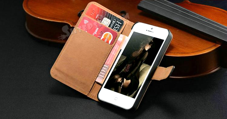 Кожаный чехол для Iphone 5S, коричневый