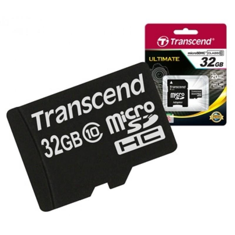 Купить Карта памяти 32 Gb microSDHC, Transcend, Class10 (+ SD адаптер)
