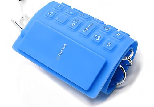 Гибкая  силиконовая USB клавиатура, синяя