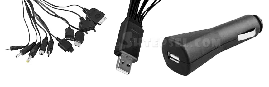 Универсальное 10в1 USB  зарядное устройство для мобильных телефонов+ USB адаптер для прикуривателя